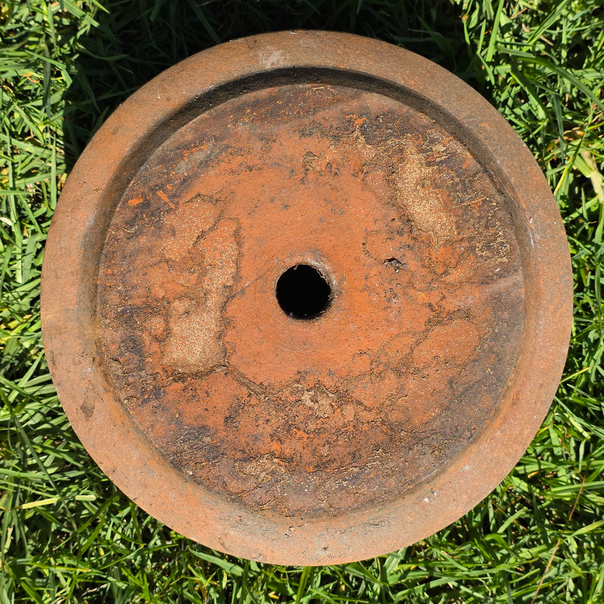 Vtg Terracotta Cylinder Planter Floral Garland Swag Rustic Clay Garden Pot 12"