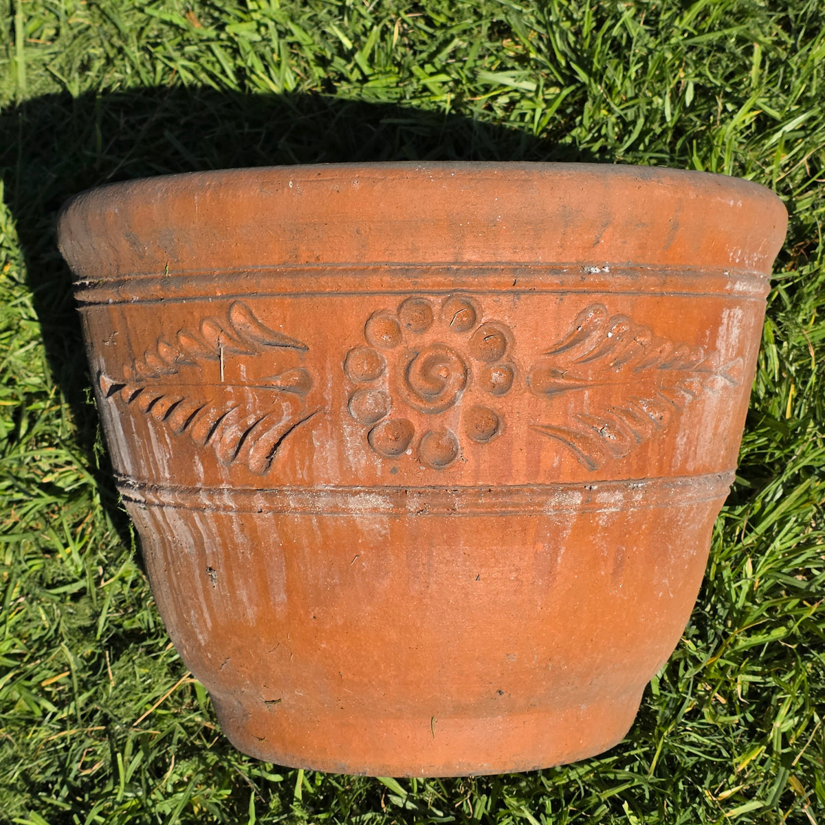 Vtg Terracotta Planter Relief Flower Garland Clay Pot Tuscan Garden 16" Large