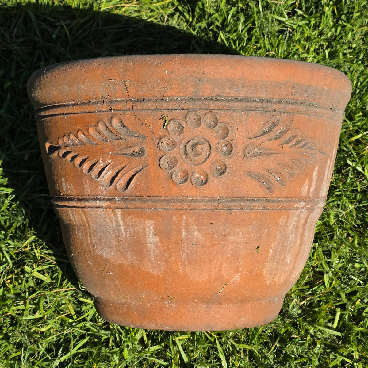 Vtg Terracotta Planter Relief Flower Garland Clay Pot Tuscan Garden 16" Large