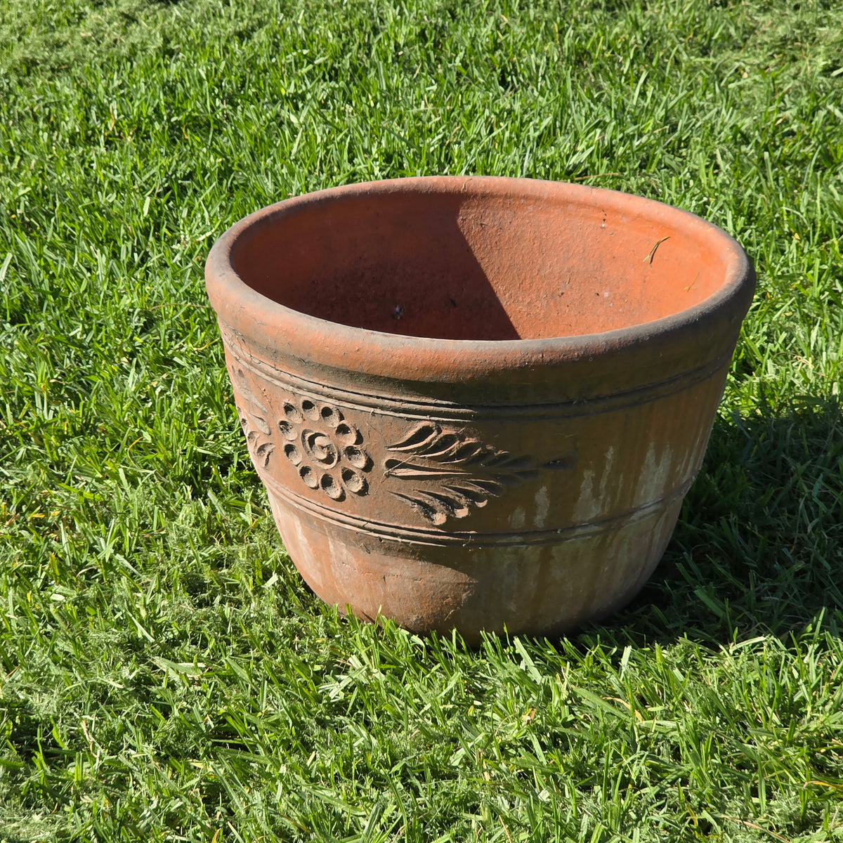 Vtg Terracotta Planter Relief Flower Garland Clay Pot Tuscan Garden 16" Large
