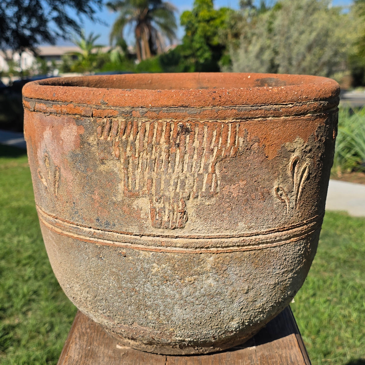 Vintage Mexican Terracotta Planter 13" Cactus Aztec Clay Pot Patio Garden Urn
