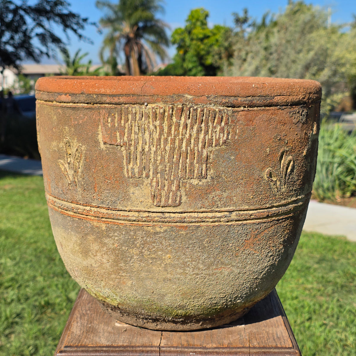 Vintage Mexican Terracotta Planter 13" Cactus Aztec Clay Pot Patio Garden Urn