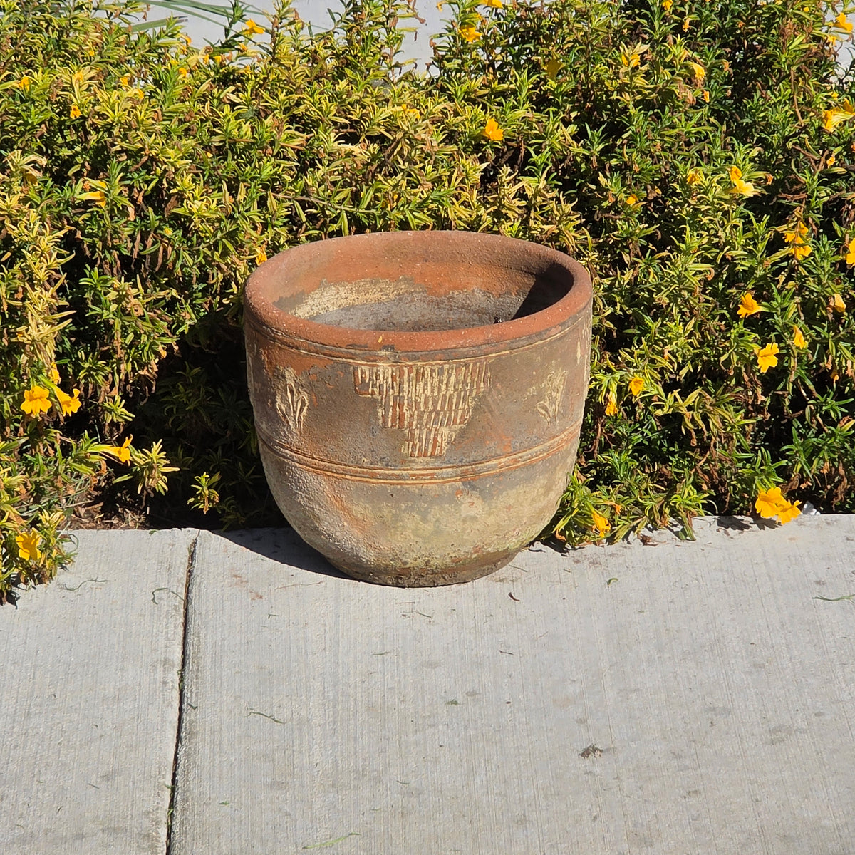 Vintage Mexican Terracotta Planter 13" Cactus Aztec Clay Pot Patio Garden Urn