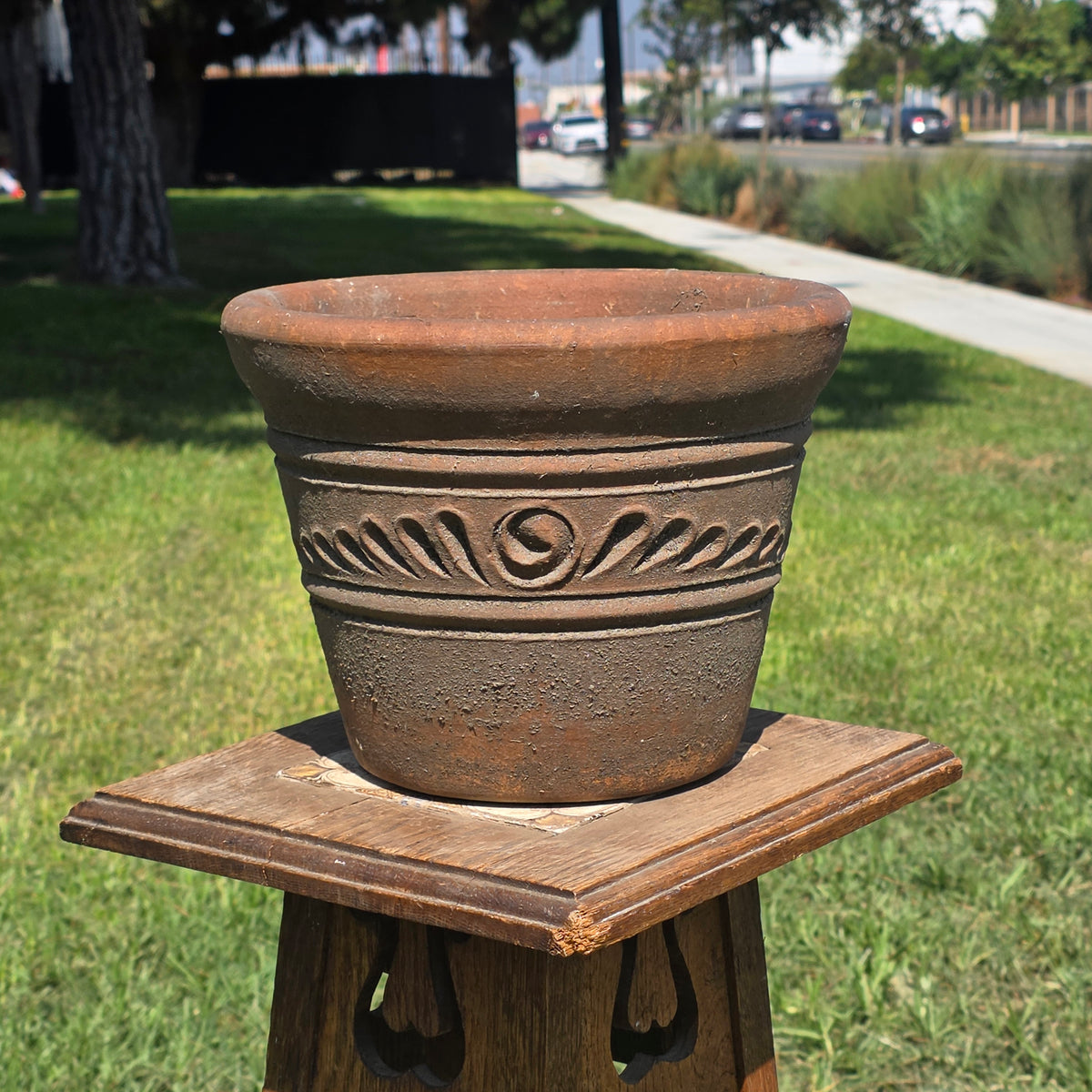 Aged Terra Cotta Planter 10" Mexican Clay Pot PR Imports V9 Rustic Patina