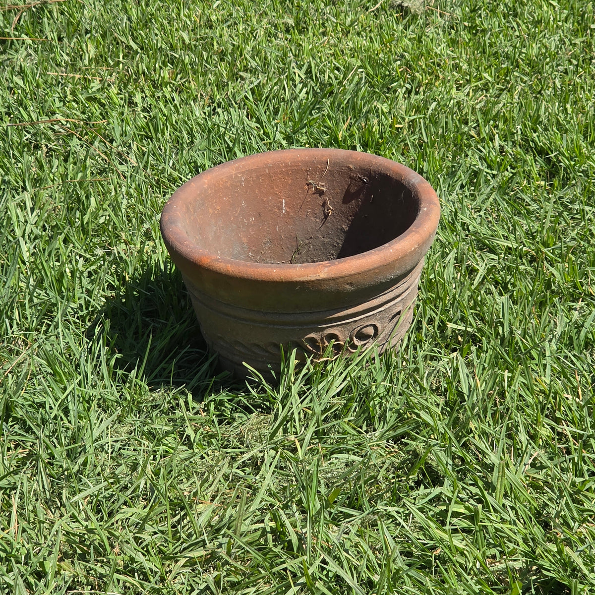 Aged Terra Cotta Planter 10" Mexican Clay Pot PR Imports V9 Rustic Patina