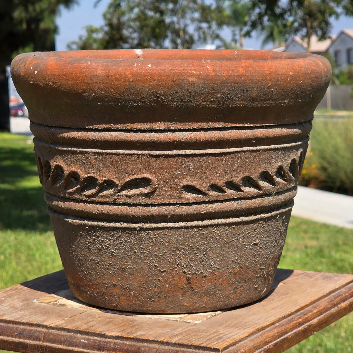 Aged Terra Cotta Planter 10" Mexican Clay Pot PR Imports V9 Rustic Patina