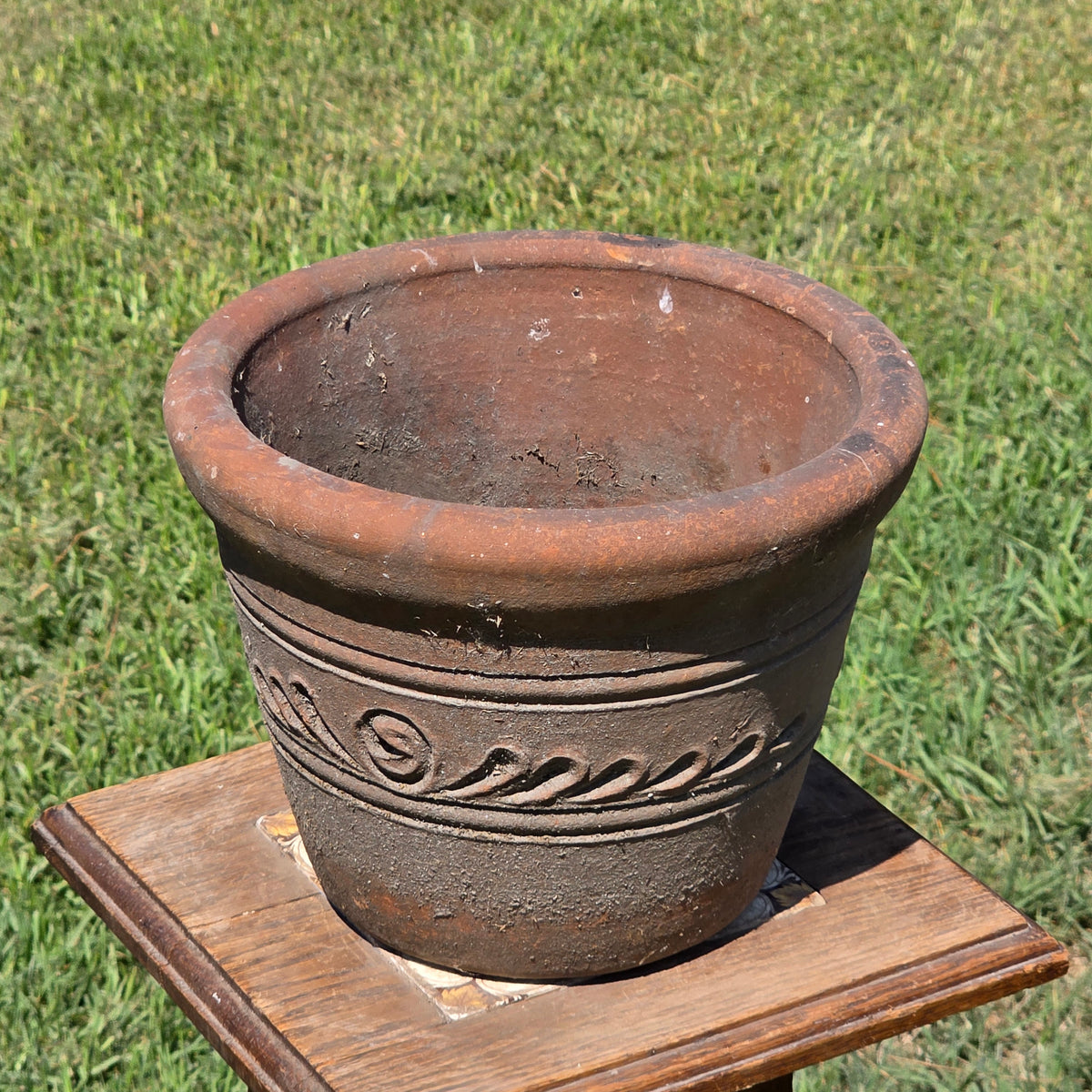 Aged Terra Cotta Planter 10" Mexican Clay Pot PR Imports V9 Rustic Patina (Copy)