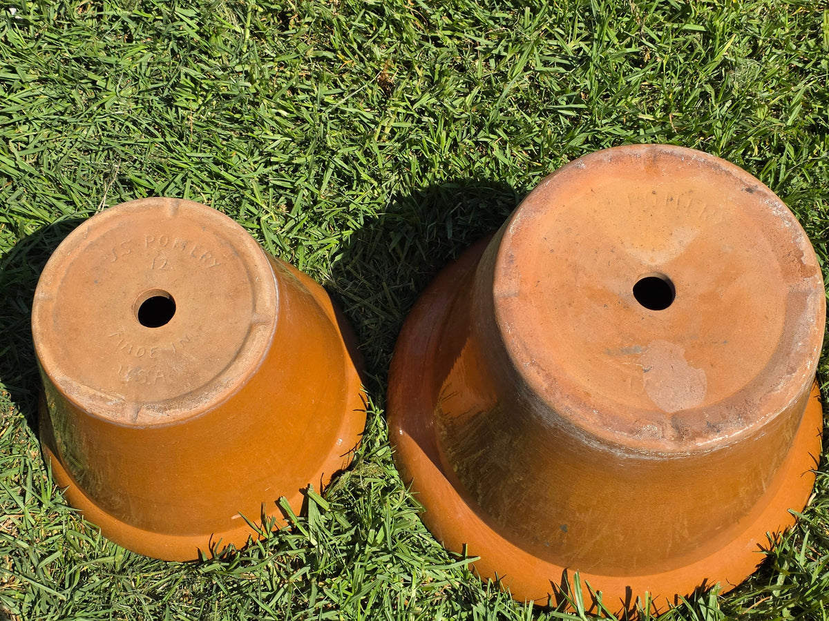 Vintage US Pottery Terracotta Planter Lot 2 Mid Century MCM Clay Flower Pot Set