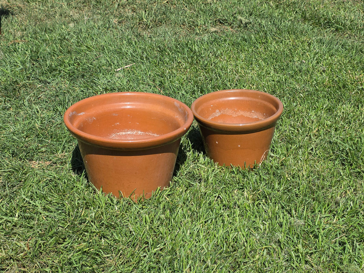 Vintage US Pottery Terracotta Planter Lot 2 Mid Century MCM Clay Flower Pot Set