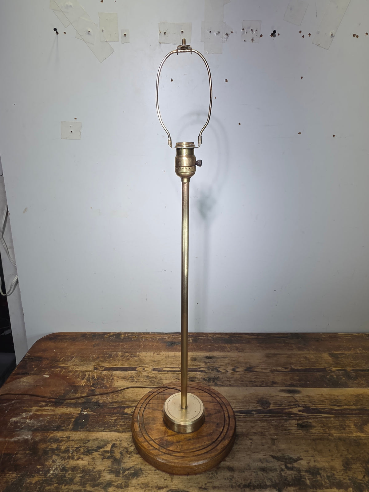 Vintage Mission Style Stained Glass Table Lamp Phelps Dodge Red Brass 1950s (Damage)
