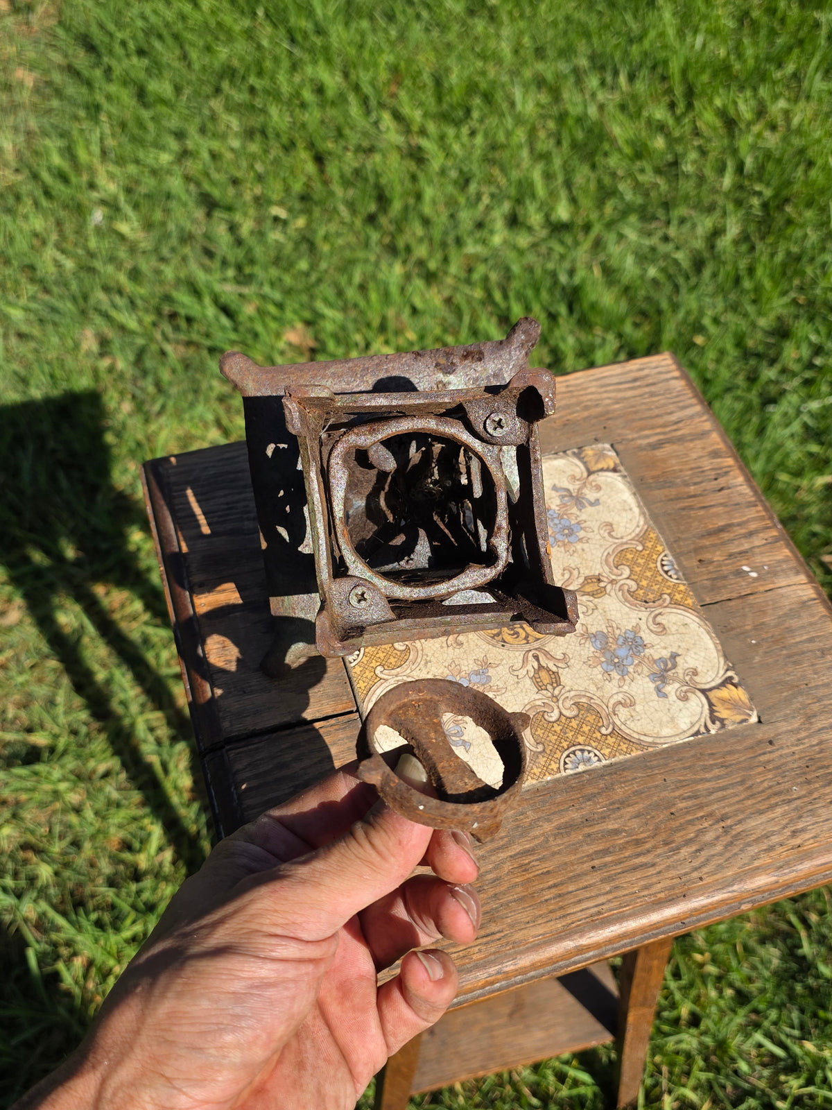 Vintage Japanese Cast Iron Lantern Pagoda Bird Hummingbird Hanging Candle Holder