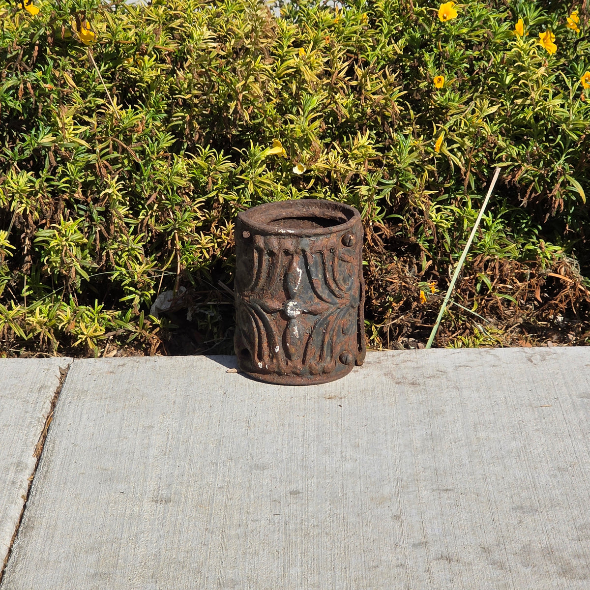 Antique Ornate Cast Iron Column Post Sleeve Wrap Floral Architectural Salvage