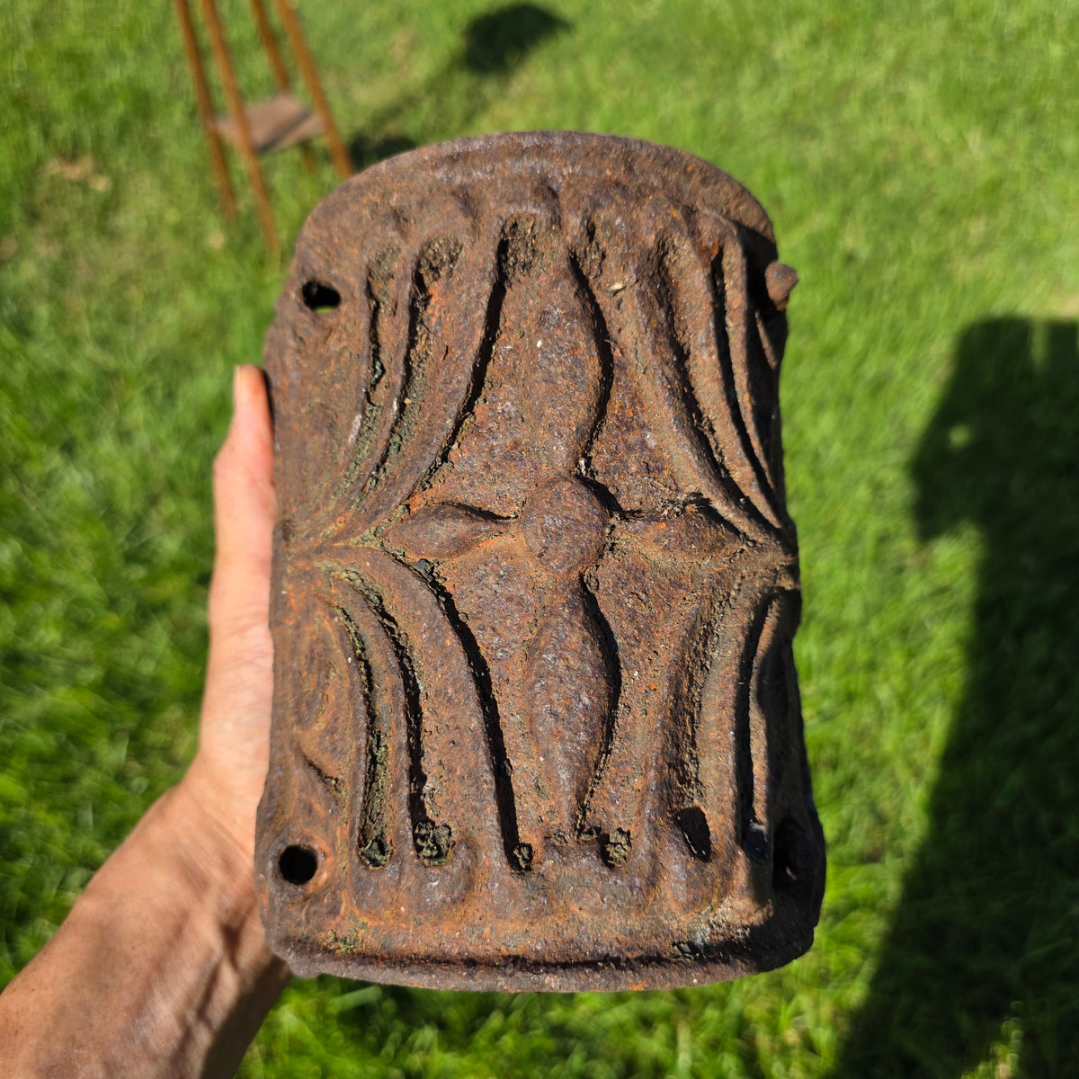 Antique Ornate Cast Iron Column Post Sleeve Wrap Floral Architectural Salvage
