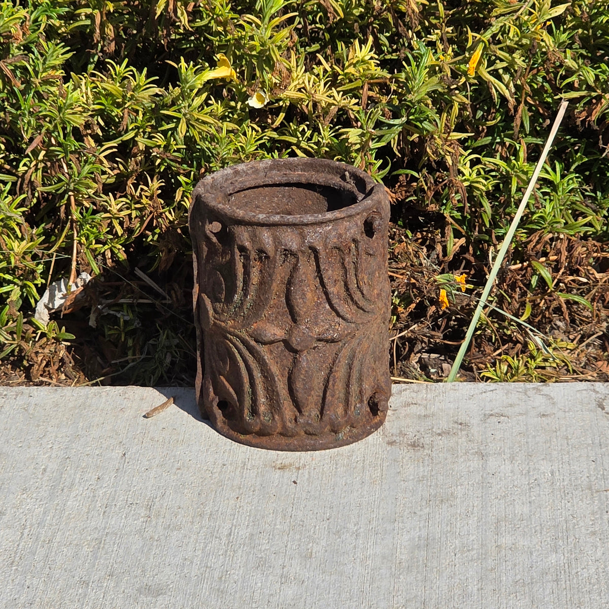 Antique Ornate Cast Iron Column Post Sleeve Wrap Floral Architectural Salvage