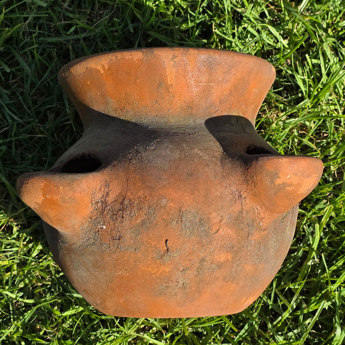 Vtg Mexico Terracotta Strawberry Planter Pot 4 Pocket Clay Herb Jar Rustic 10"