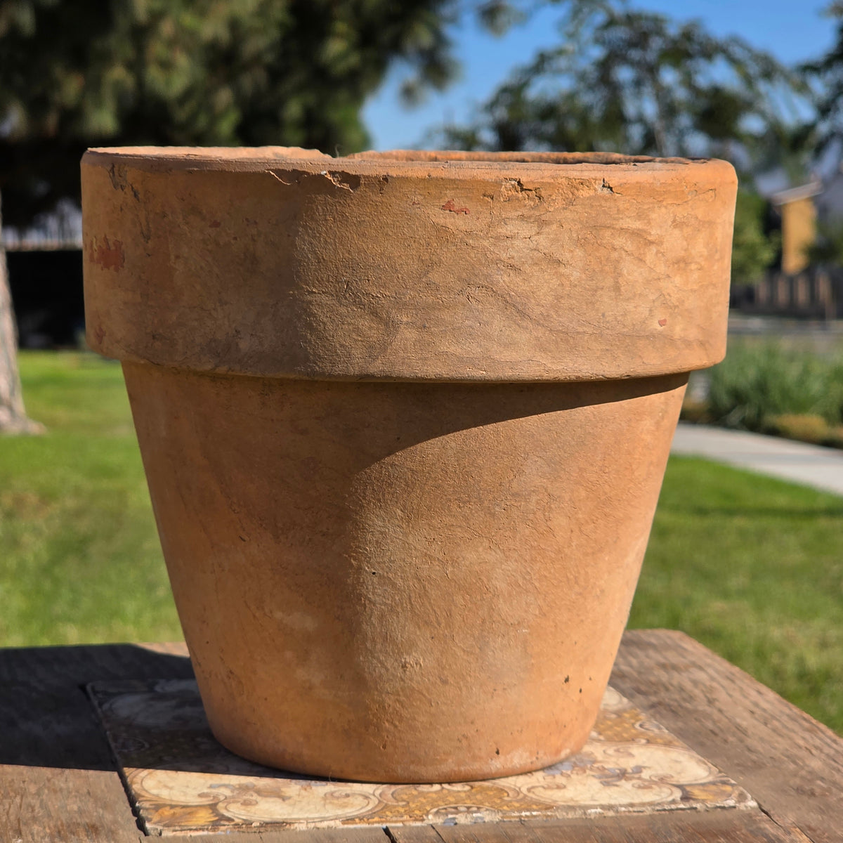 Antique Catalina Island Pottery Terracotta Flower Pot 6" Toyon Red Clay CA 1920s