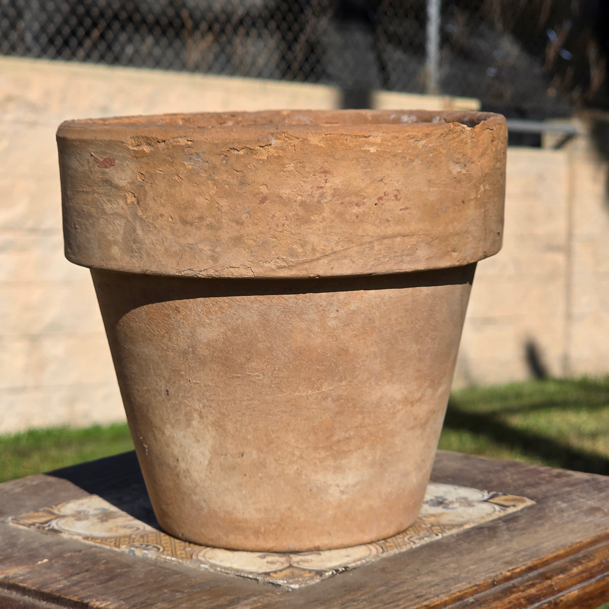 Antique Catalina Island Pottery Terracotta Flower Pot 6" Toyon Red Clay CA 1920s