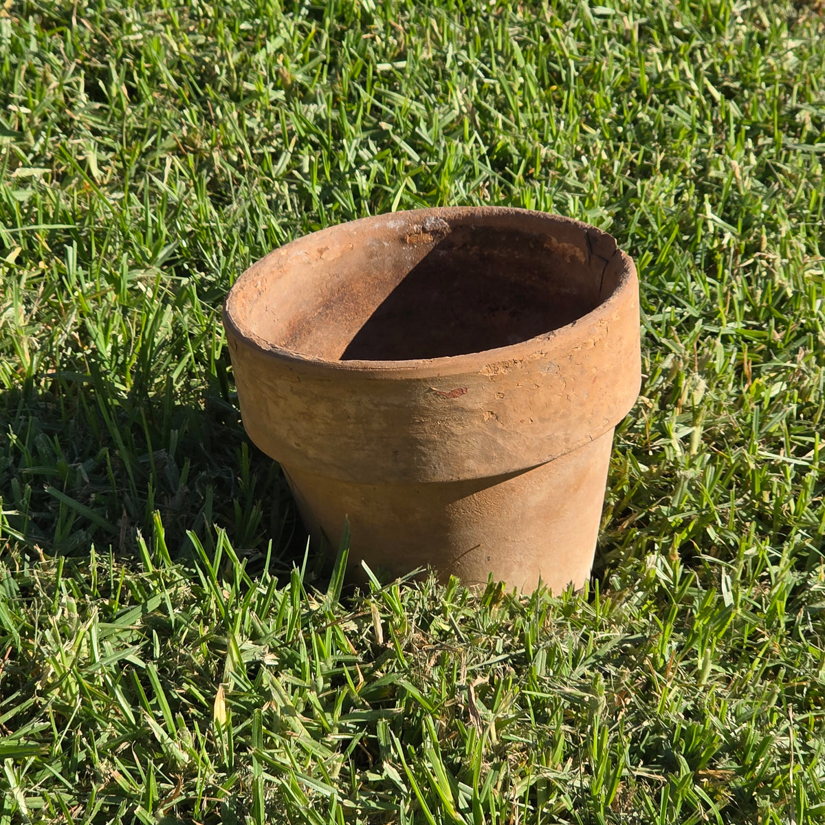 Antique Catalina Island Pottery Terracotta Flower Pot 6" Toyon Red Clay CA 1920s