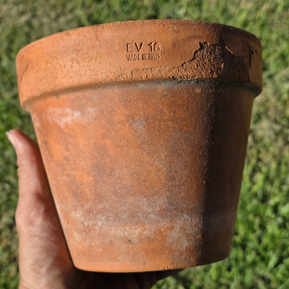 3 Vtg Euganea Vasi Italy Terracotta Planter Pot Lot EV 16 Aged Clay Flowerpot