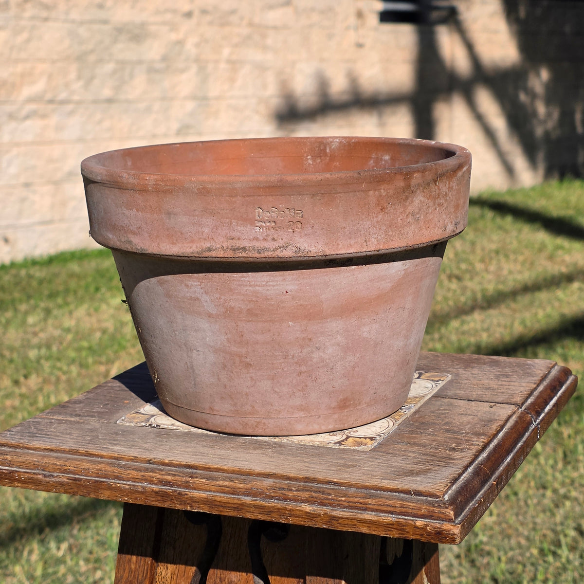 Vintage Deroma Italy Terracotta Flower Pot 8.5" Aged Clay Garden Planter No 20