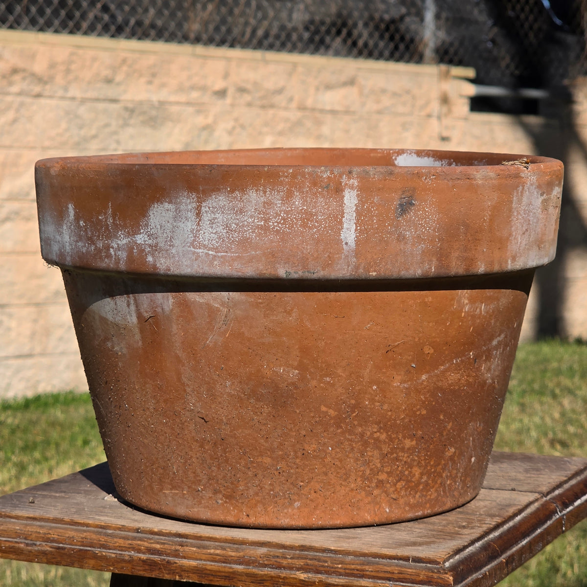 Vintage Italy Terracotta Flower Pot 10.5" Large Aged Clay Planter Patina No 27