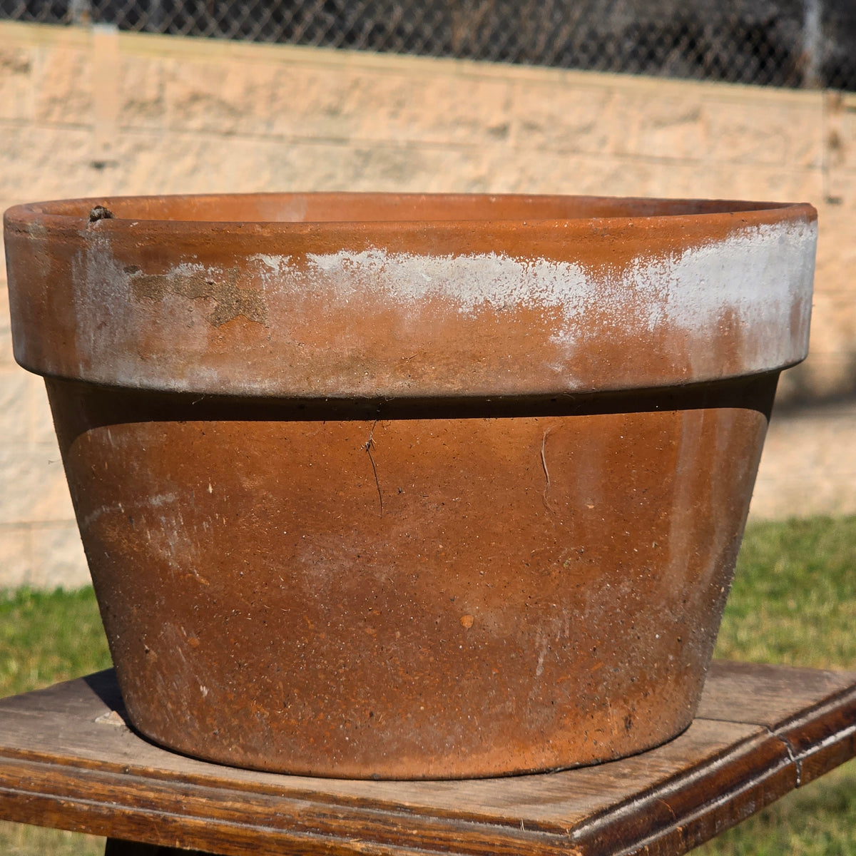 Vintage Italy Terracotta Flower Pot 10.5" Large Aged Clay Planter Patina No 27