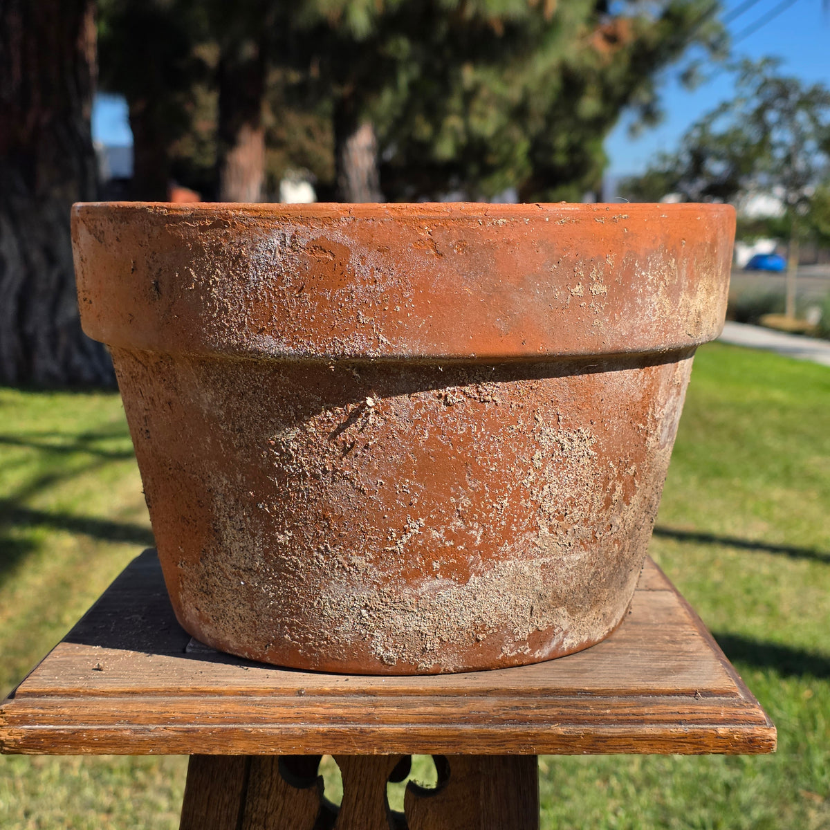 Vintage Italy Terracotta Flower Pot 10.5" Large Aged Clay Planter Patina No 27