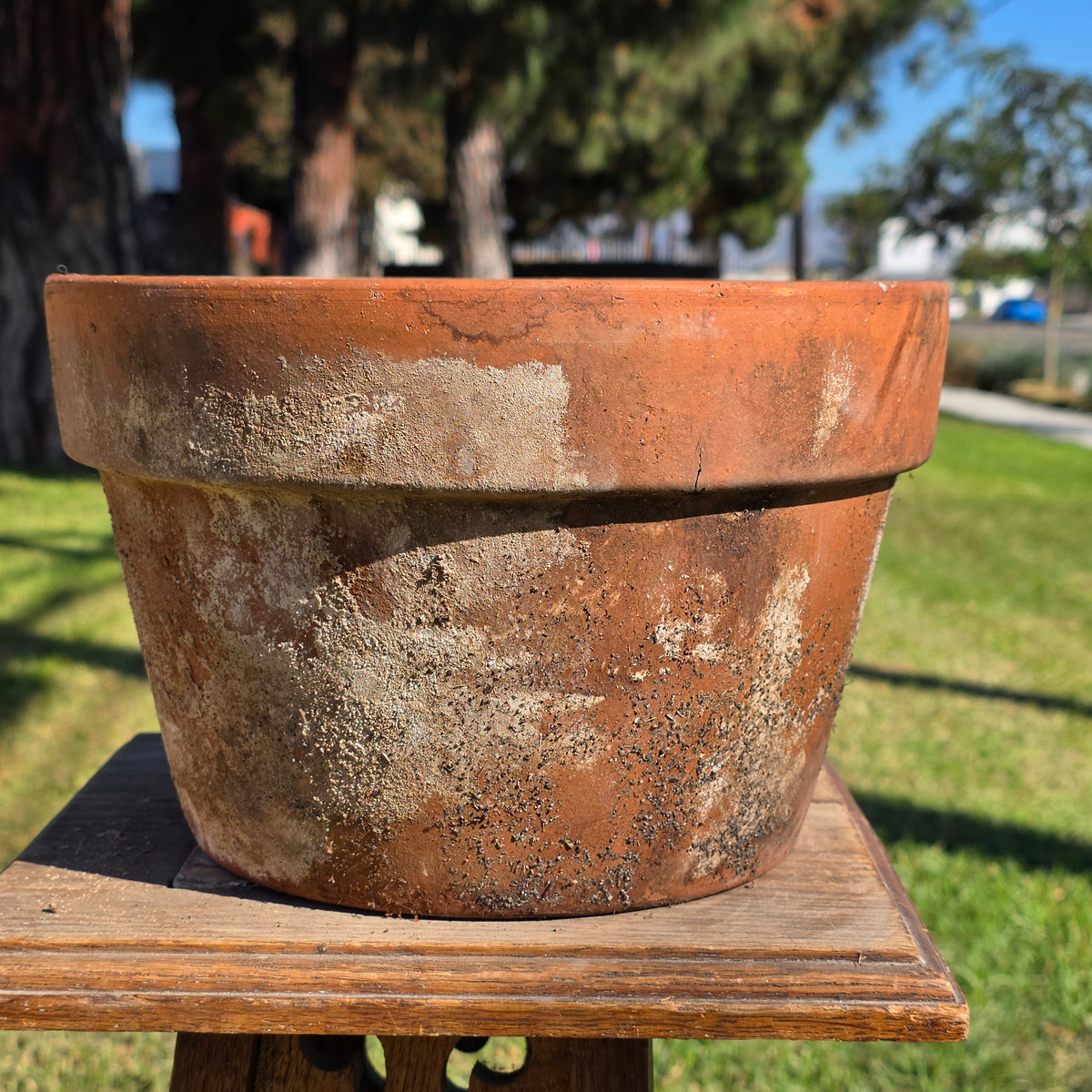 Vintage Italy Terracotta Flower Pot 10.5" Large Aged Clay Planter Patina No 27