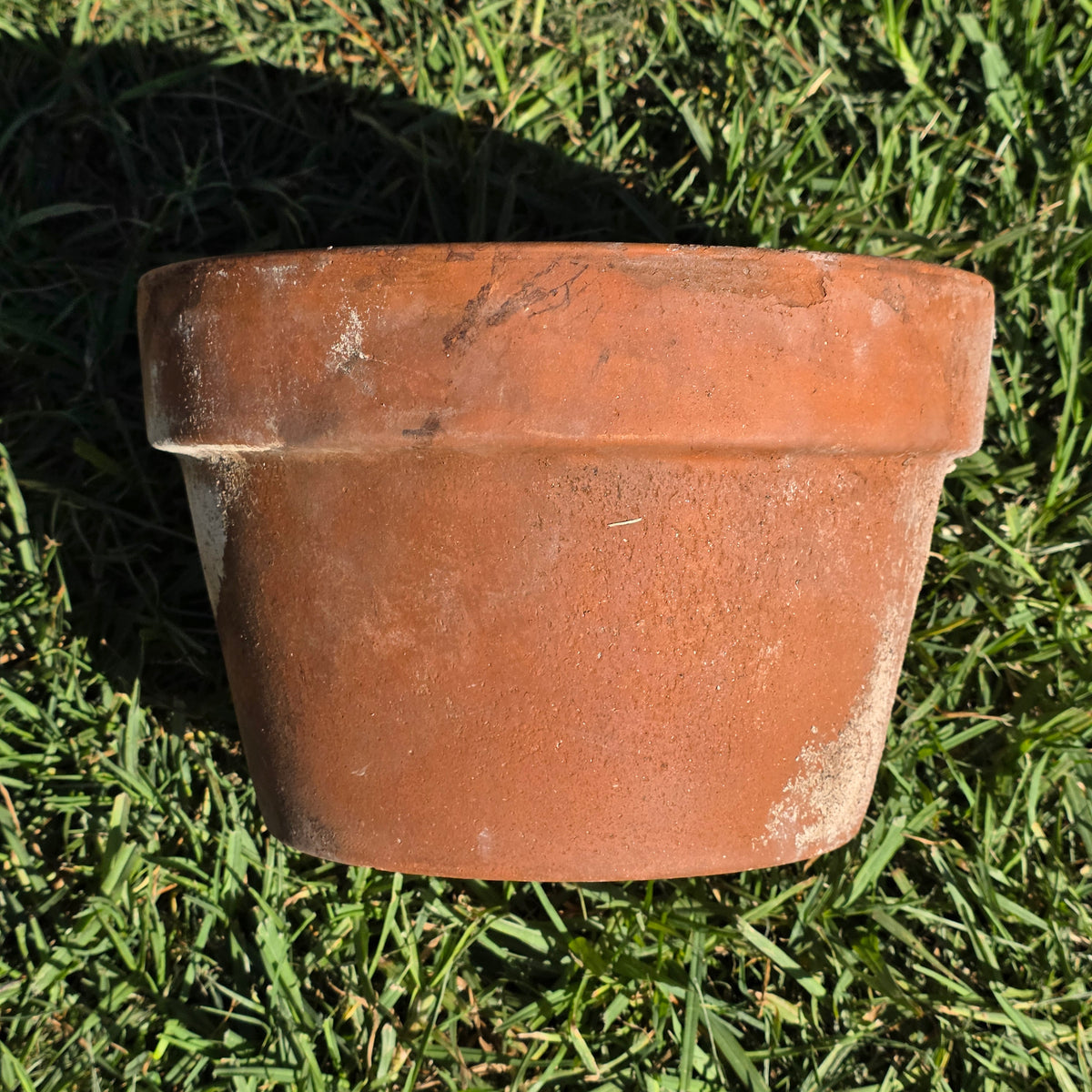 Vintage Italy Terracotta Flower Pot 10.5" Large Aged Clay Planter Patina No 27