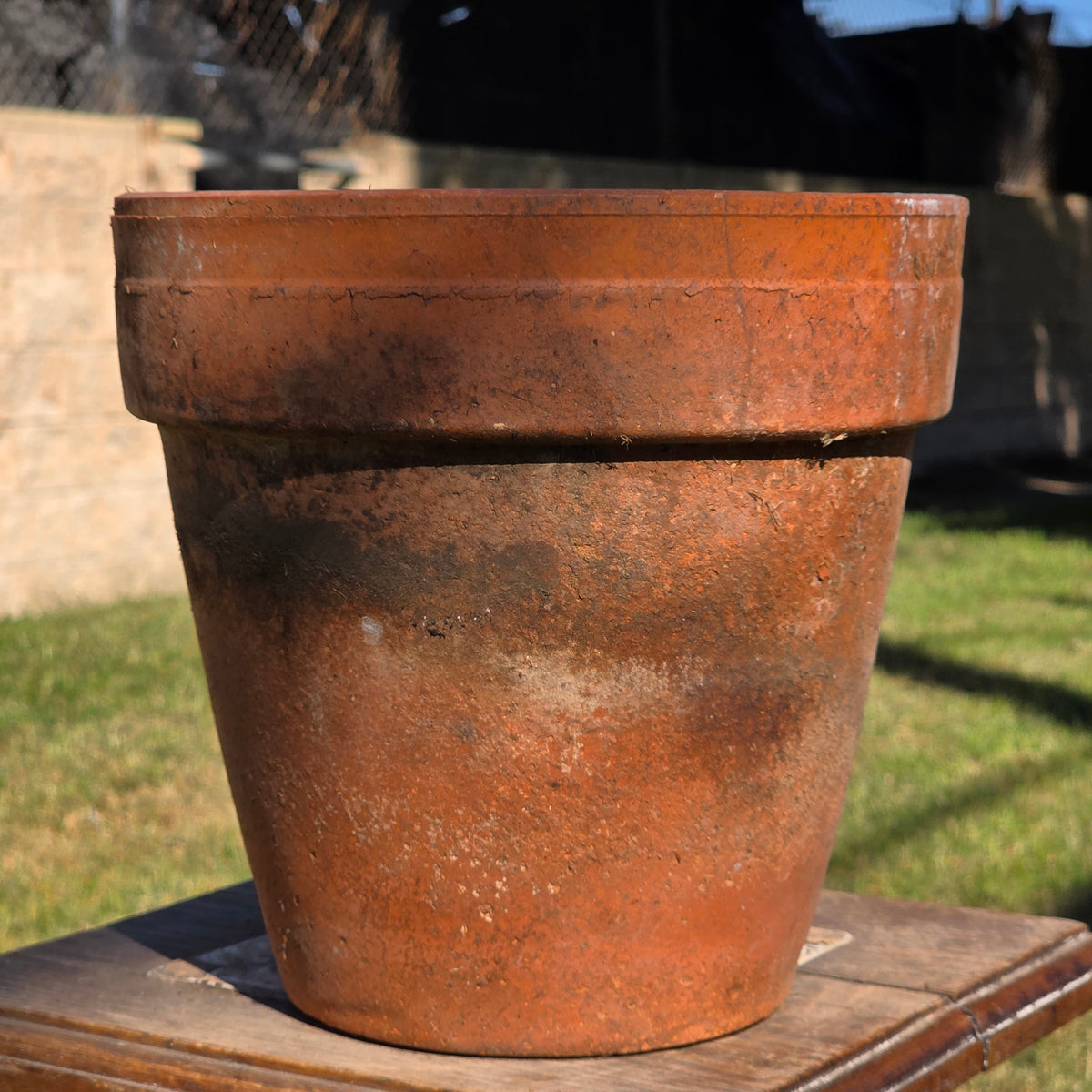 Vintage Terracotta Plant Pot 9" Weathered Clay Planter Garden Flower Aged Heavy