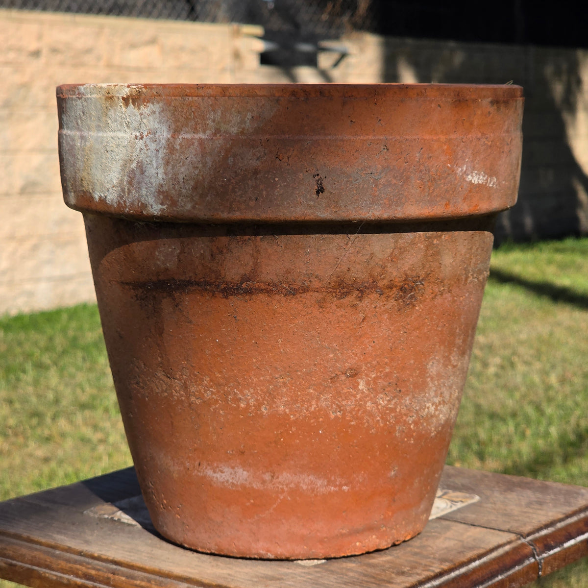 Vintage Terracotta Plant Pot 9" Weathered Clay Planter Garden Flower Aged Heavy