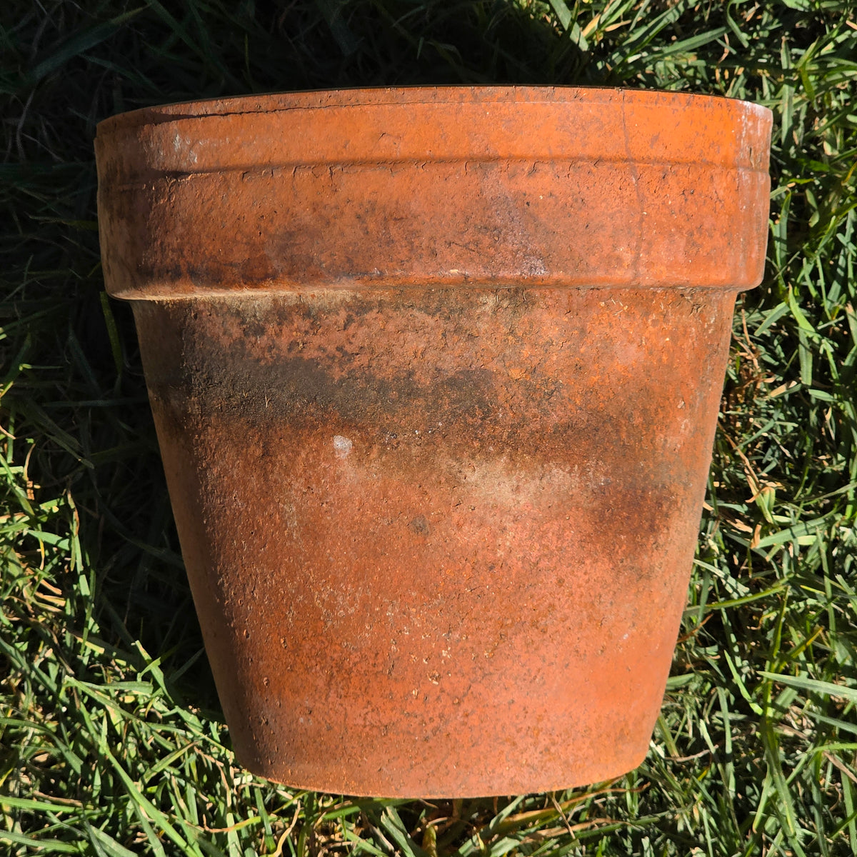 Vintage Terracotta Plant Pot 9" Weathered Clay Planter Garden Flower Aged Heavy
