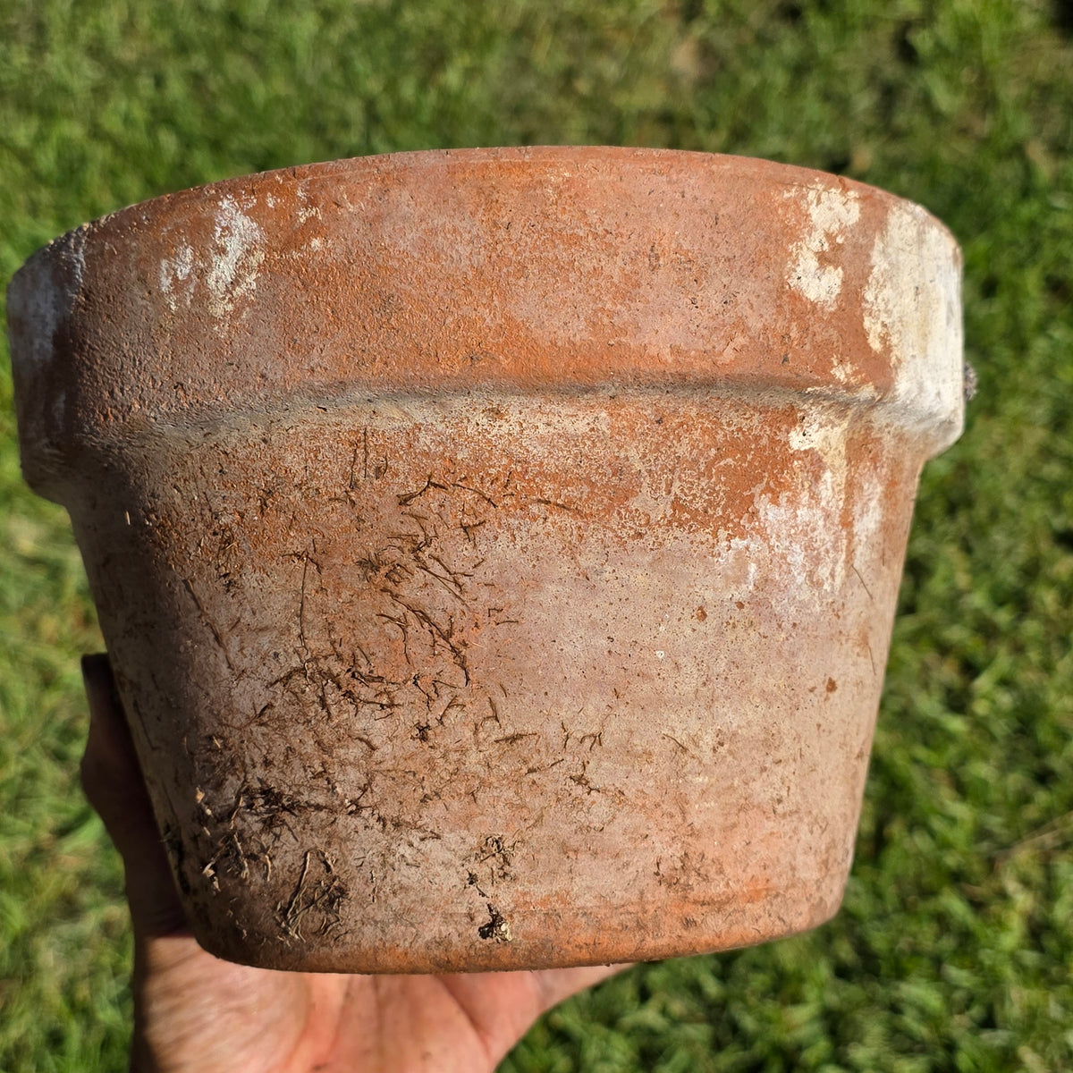 Set of 2 Vintage DeRoma Terracotta Pot 8.5" Italy Clay Planter Garden Aged Pair