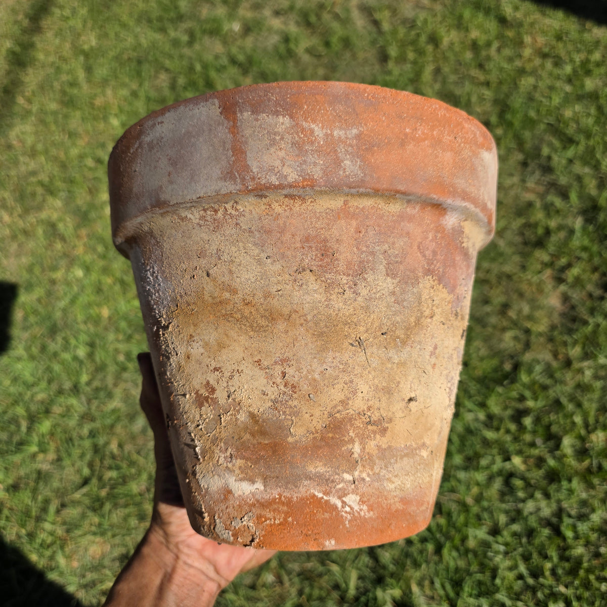 Set of 2 Vintage EV Italy Terracotta Pot 8.75" Clay Planter Garden Aged Pair