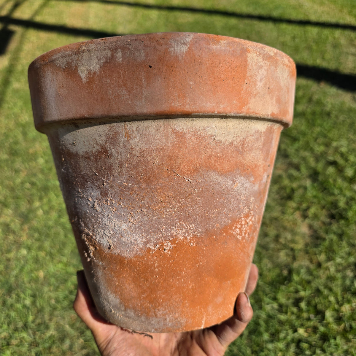 Set of 2 Vintage EV Italy Terracotta Pot 8.75" Clay Planter Garden Aged Pair