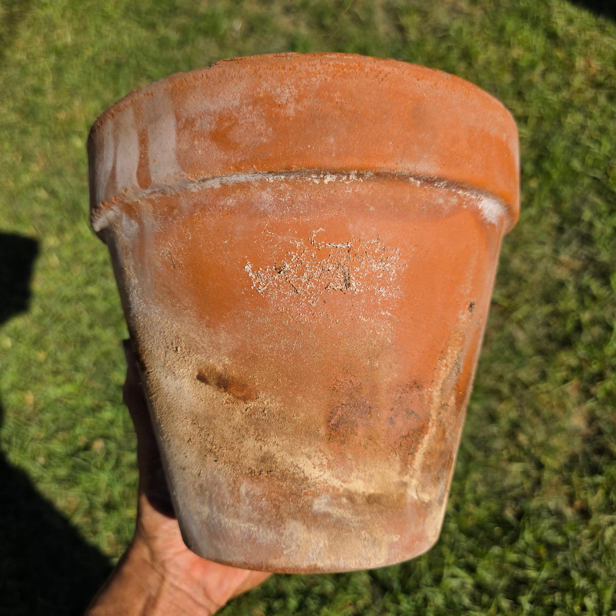 Set of 2 Vintage EV Italy Terracotta Pot 8.75" Clay Planter Garden Aged Pair