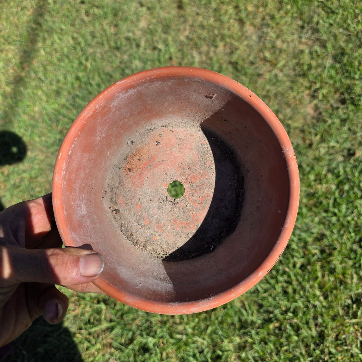 Vtg Terracotta Shallow Bowl Pot 6.5" Clay Planter Succulent Cactus Garden Aged