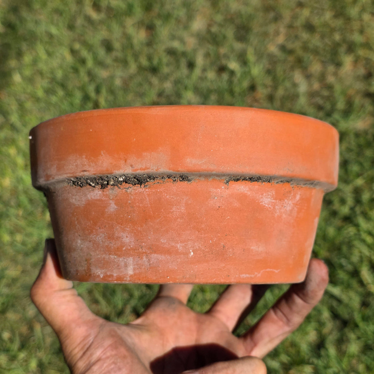 Vtg Terracotta Shallow Bowl Pot 6.5" Clay Planter Succulent Cactus Garden Aged