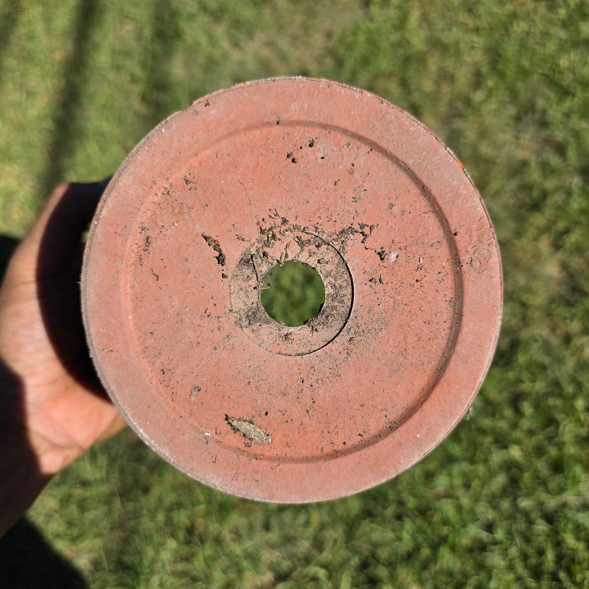 Vtg Terracotta Color Thick Round Flower Pot Heavy Composite Planter Garden 7.5"