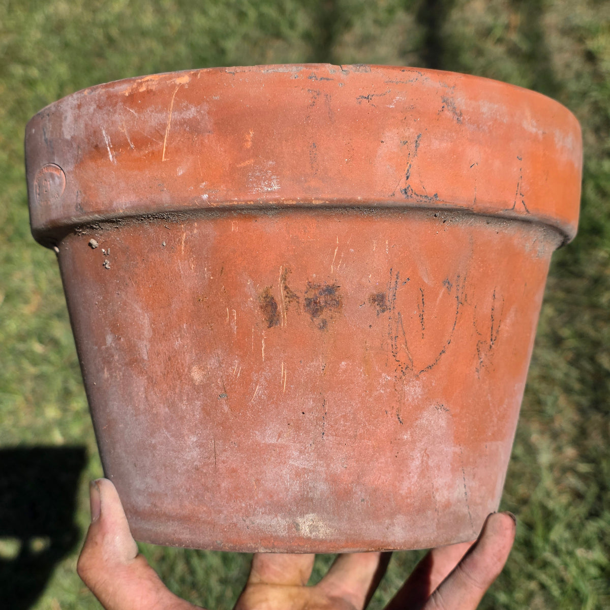 Vtg Vaserie Trevigiane Terracotta Flower Pot Italy Signed Round Planter 21 8"