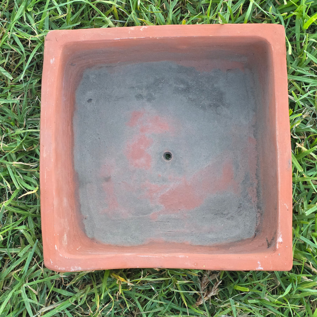 Vtg Terracotta Bonsai Pot Square Clay Planter Hand Tree Maker Mark Garden 10"