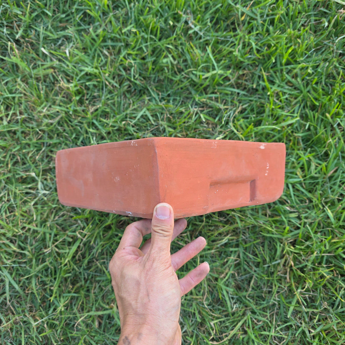 Vtg Terracotta Bonsai Pot Square Clay Planter Hand Tree Maker Mark Garden 10"