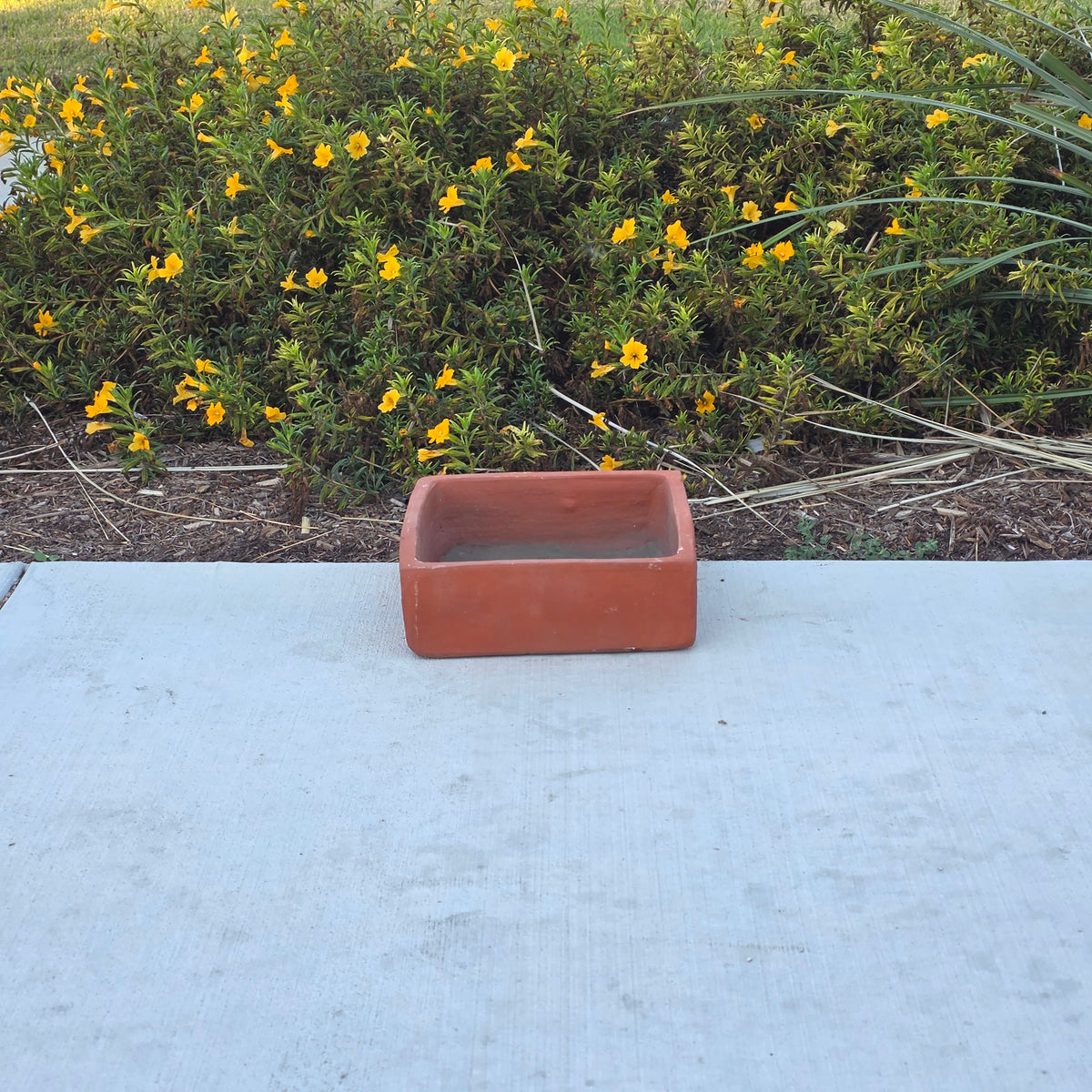 Vtg Terracotta Bonsai Pot Square Clay Planter Hand Tree Maker Mark Garden 10"