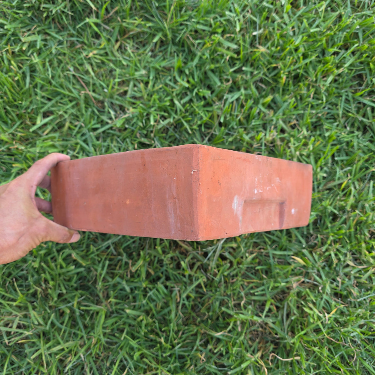 Vtg Terracotta Bonsai Pot Square Clay Planter Hand Tree Maker Mark Garden 10"