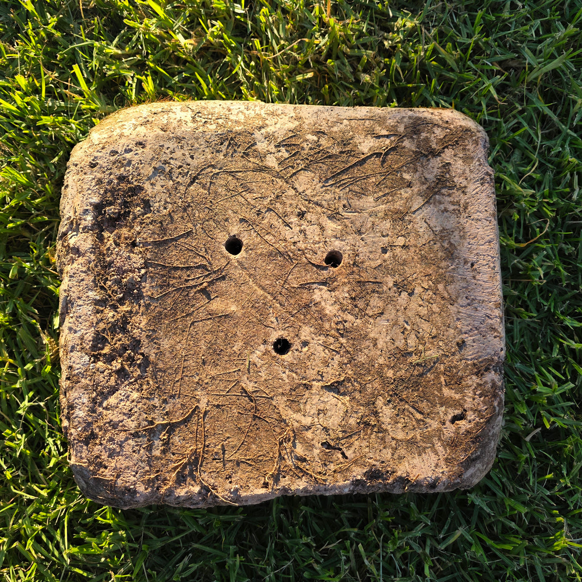 Vtg Mossy Concrete Planter Square Shell Flower Handmade Cement Garden Pot 21lb