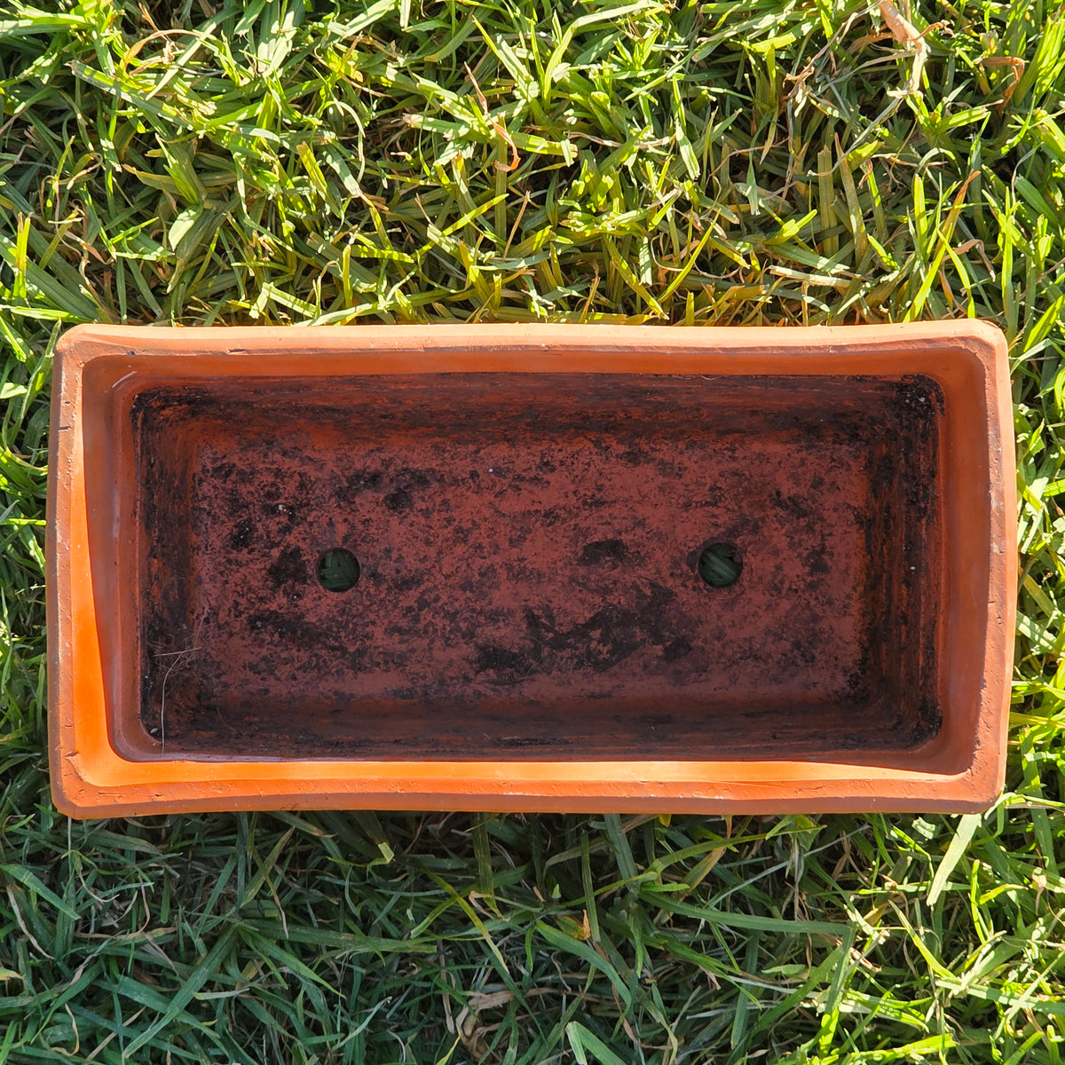 Vtg Terracotta Window Box Planter 12" Acanthus Leaf Weathered Clay Pot Scroll