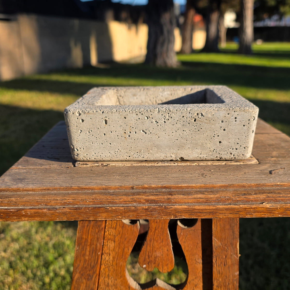 Vintage Concrete Trough Planter Set Brutalist Cement Succulent Pot Rectangular