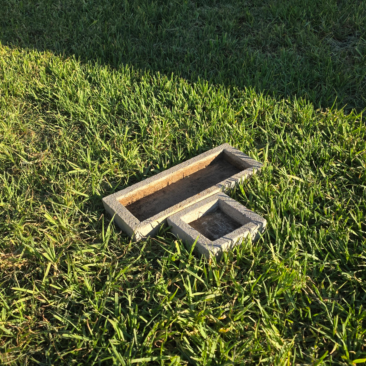 Vintage Concrete Trough Planter Set Brutalist Cement Succulent Pot Rectangular
