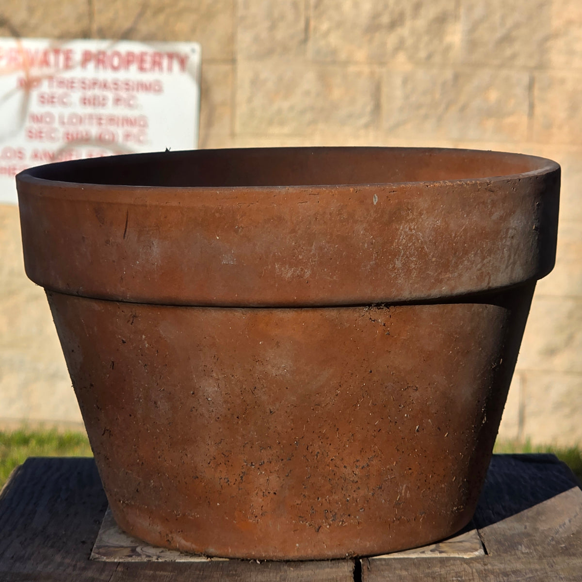 Vtg Terracotta Azalea Pot Flat Rim Clay Planter Semi Shallow Squat Garden 8.5x6