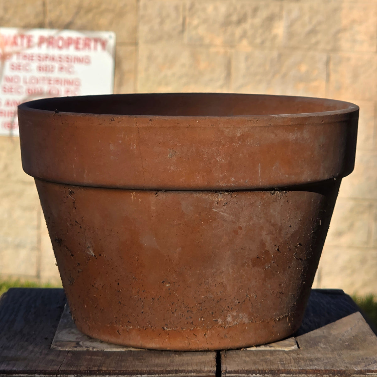 Vtg Terracotta Azalea Pot Flat Rim Clay Planter Semi Shallow Squat Garden 8.5x6